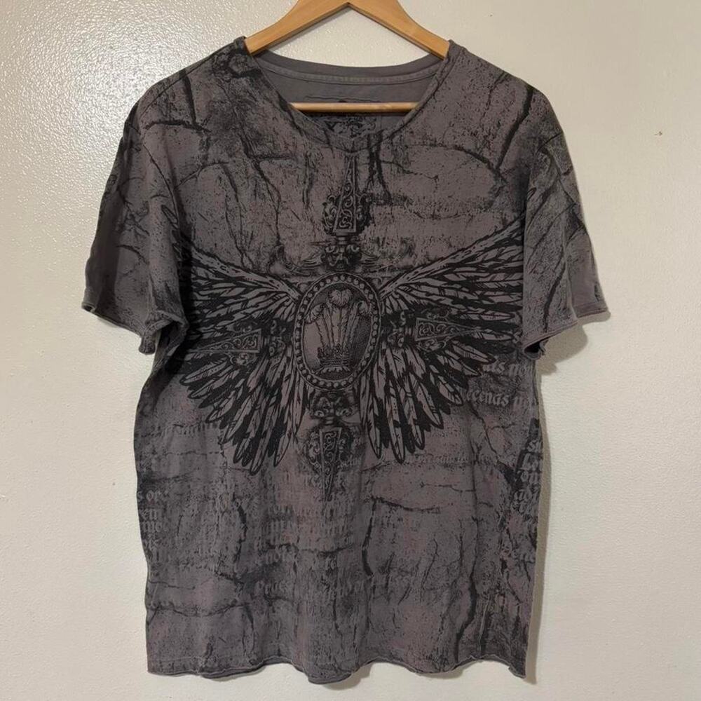 Vintage Y2K XG Affliction Style AOP Graphic Grunge T-Shirt Size Men’s L